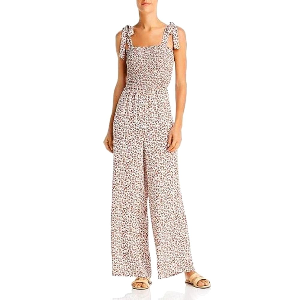 Sadie & Sage Cream Floral Tie-Shoulder Wide-Leg Jumpsuit